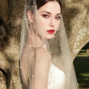 Pearls Bridal Veils with Comb Beaded Wedding Veil New